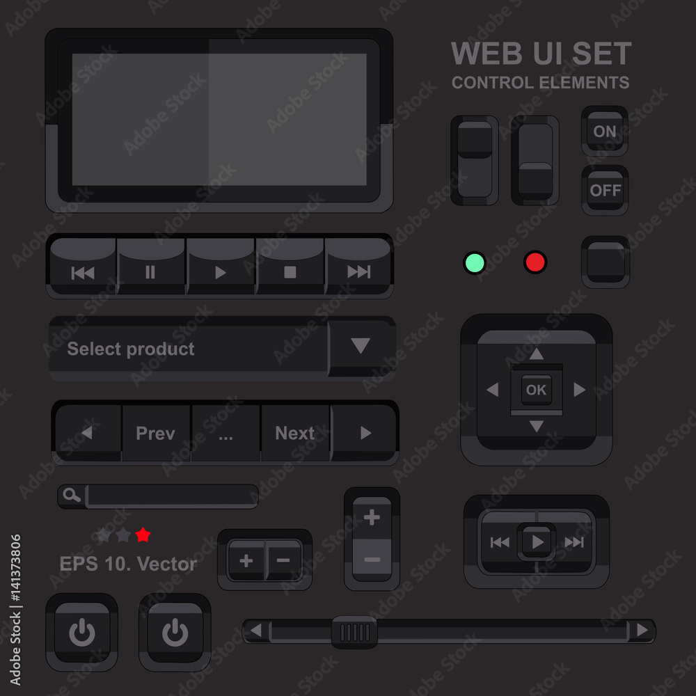 Player interface, design element, vector set, mobile app, smartphone, tablet, web tab, navigation bar Player interface, design element, vector set, mobile app, smartphone, tablet, web tab, navigation bar