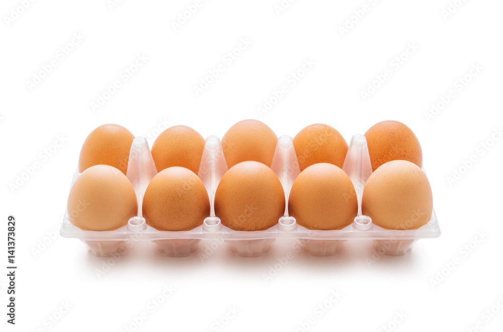 Organic Ten Egg Pack Isolated on White Organic Ten Egg Pack Isolated on White