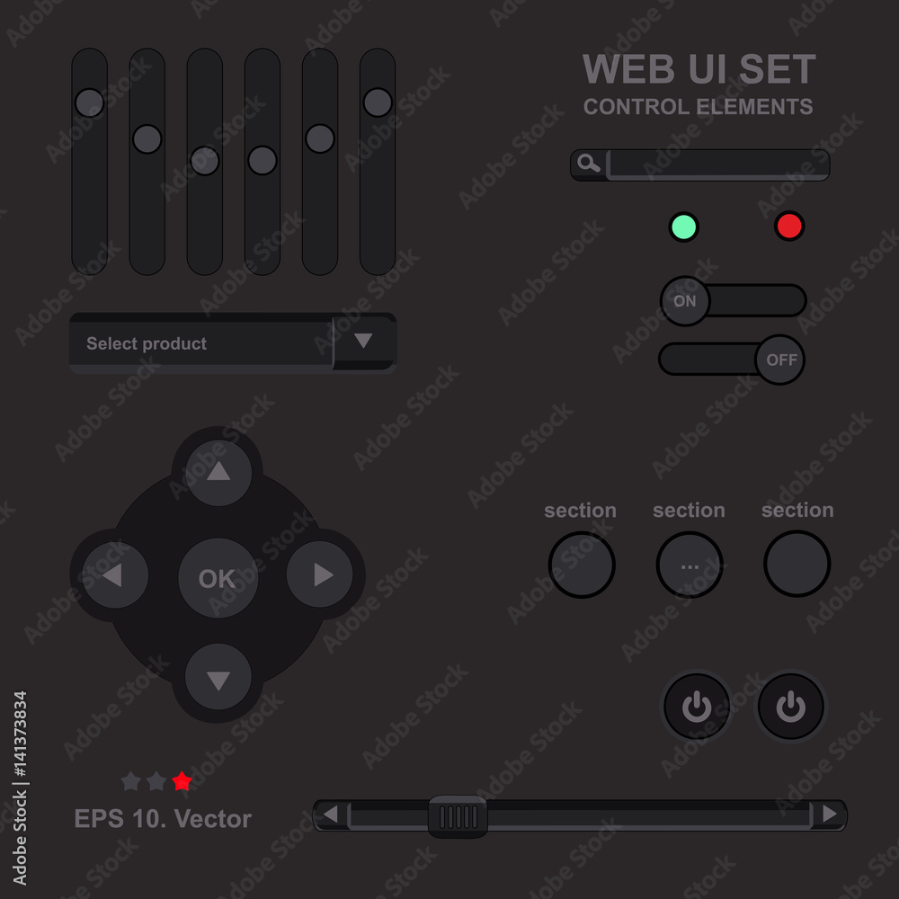 Fototapeta premium Player interface, design element, vector set, mobile app, smartphone, tablet, web tab, navigation bar