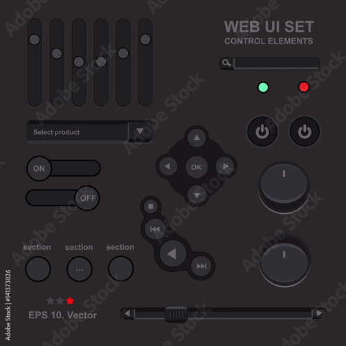 Player interface, design element, vector set, mobile app, smartphone, tablet, web tab, navigation bar