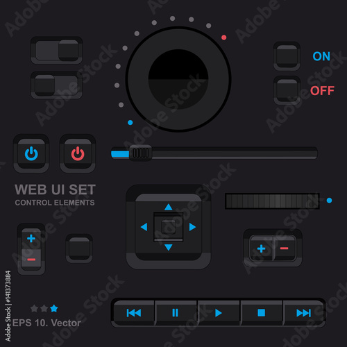 Player interface, design element, vector set, mobile app, smartphone, tablet, web tab, navigation bar