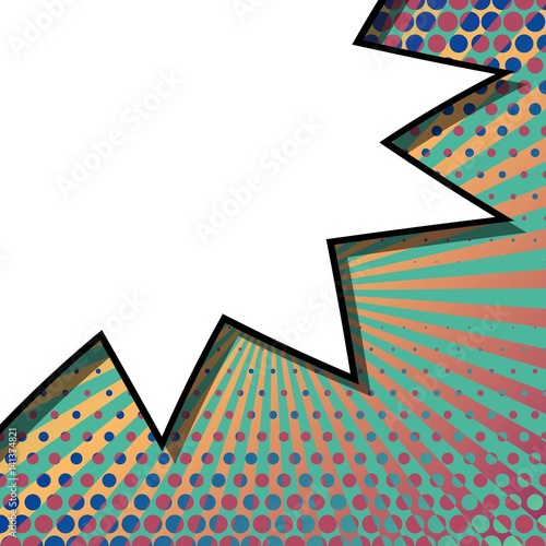 Abstract creative concept vector comic pop art style blank, layout template with clouds beams and isolated dots background. For sale banner, empty speech bubble set, illustration halftone book design.