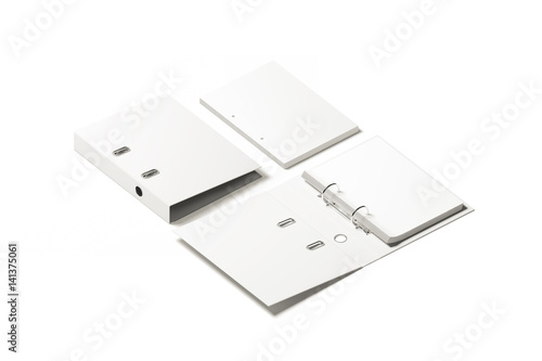 Obraz na plátně Blank white ring binder folder design mockup, 3d rendering