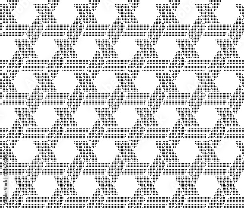 Halftone round black seamless background spiral polygon cross