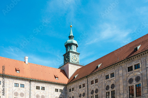 Traditional street view of old buildings in Munich, Bavaria, Germany