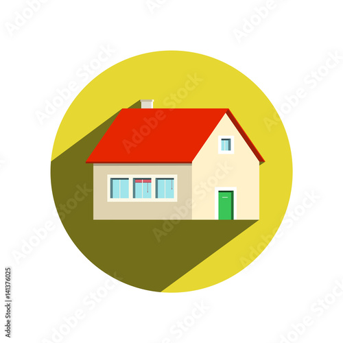 Circle House Icon Isolated on White Background