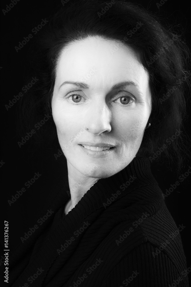 black and white close-up portrait picture of an irish womans face