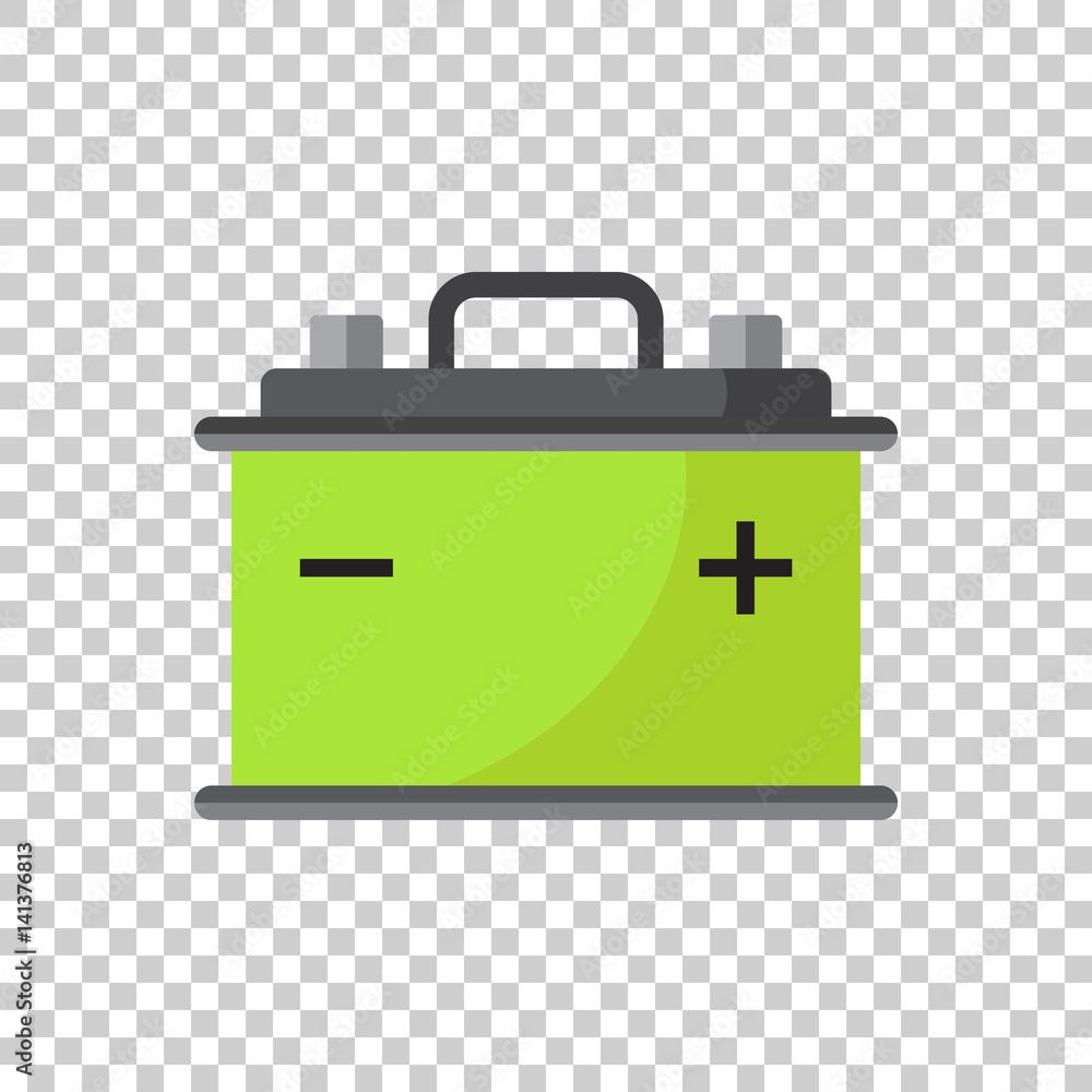 Car battery flat vector icon on isolated background. Auto accumulator battery energy power illustration. Car battery flat vector icon on isolated background. Auto accumulator battery energy power illustration.