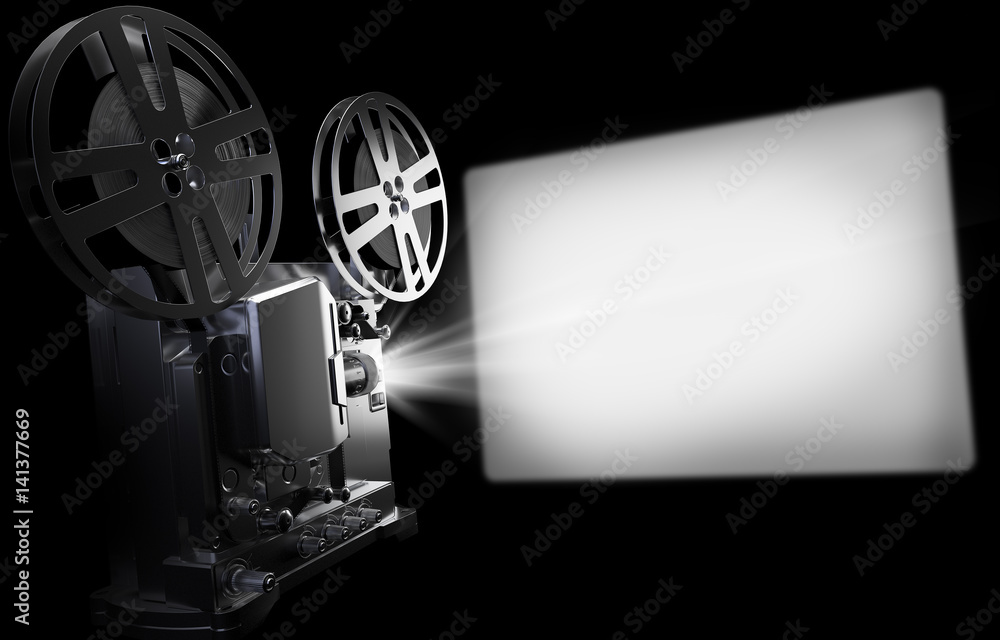 Une Lumière De Projecteur De Cinéma Vintage Sur Un Fond Blanc