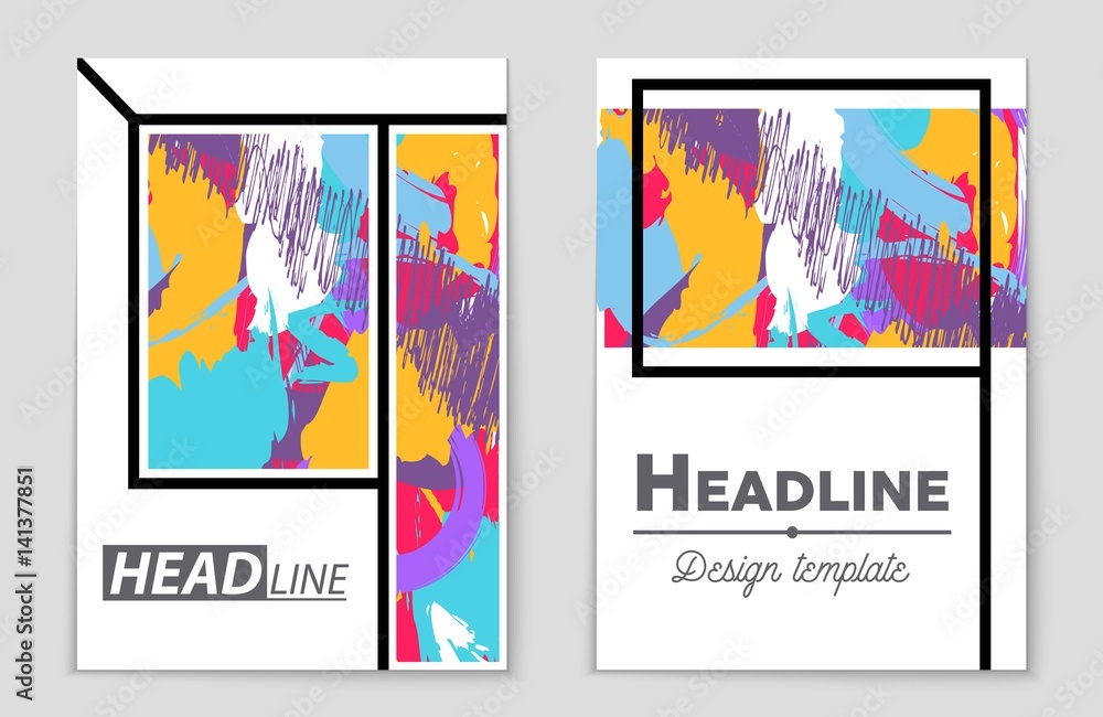 Fototapeta premium Abstract vector layout background set. For art template design, list, page, mockup brochure theme style, banner, idea, cover, booklet, print, flyer, book, blank, card, ad, sign, sheet,, a4.