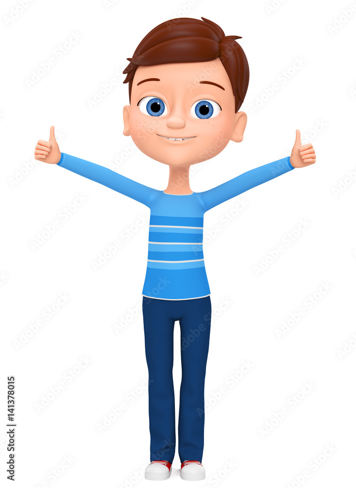 Happy guy isolated on white background showing two thumbs up. 3d render illustrations. Happy guy isolated on white background showing two thumbs up. 3d render illustrations.