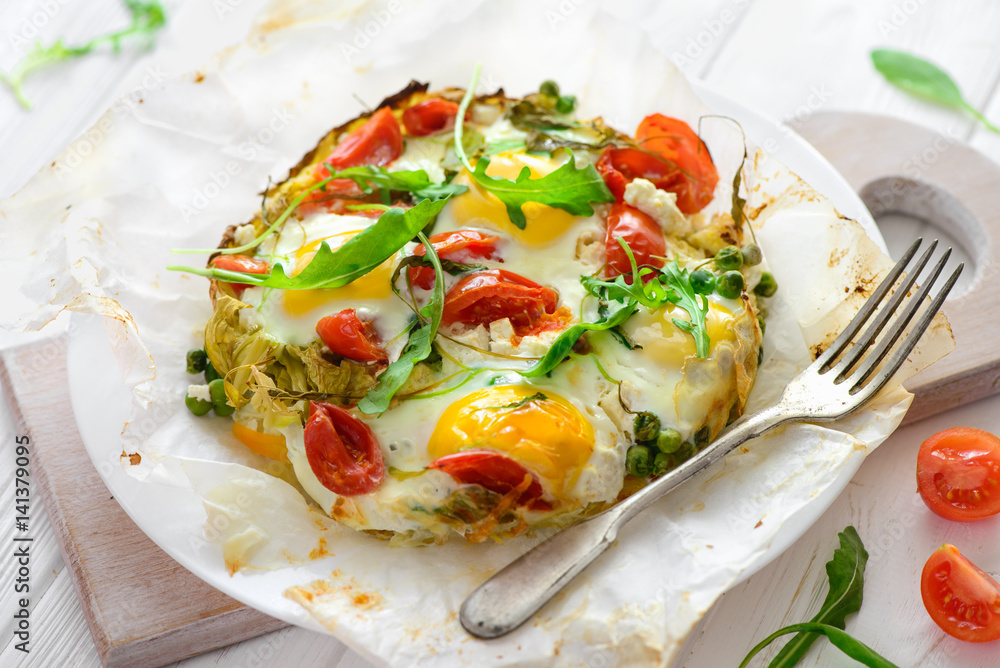 Eggs baked with vegetables Eggs baked with vegetables