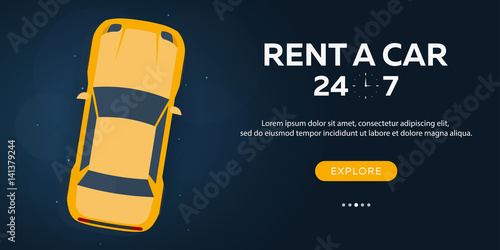 Rent a car. Concept of Web banner. Vector flat illustration.