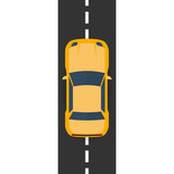 Highway traffic concept with top view cars on asphalt road. Vector flat illustration.