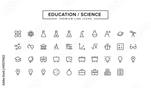 Education Science line icon set