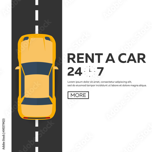 Rent a car. Concept of Web banner. Vector flat illustration.