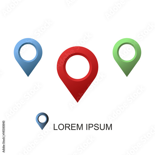 Set geolocation vector icon on white background (