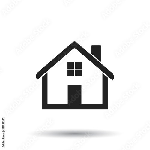 House icon. Flat vector illustration. Home sign symbol with shadow on white background.