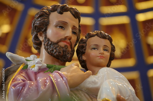 Joseph is a figure in the Gospels, the husband of Mary, mother of Jesus, and is venerated. This Saint Joseph is in the St.Joshep Church at Ayutthaya, Thailand.It's Publish Place.