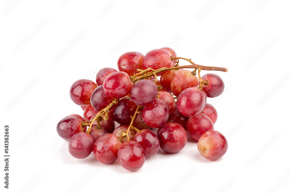fresh and delicious red grapes isolated on white background