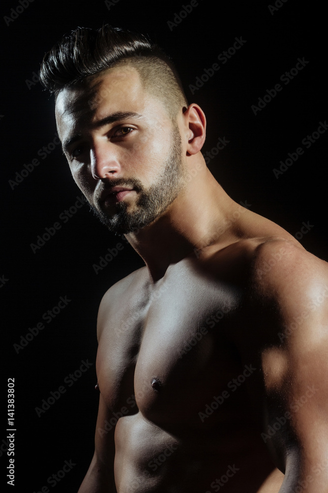 handsome muscular macho man with sexy athlete body Stock Photo | Adobe Stock