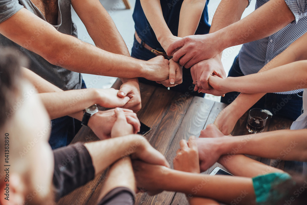Group of Diverse Hands Together Joining. Concept teamwork and friendship Group of Diverse Hands Together Joining. Concept teamwork and friendship