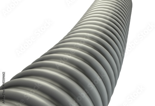 plastic ribbed hose isolated on white background 3d illustration