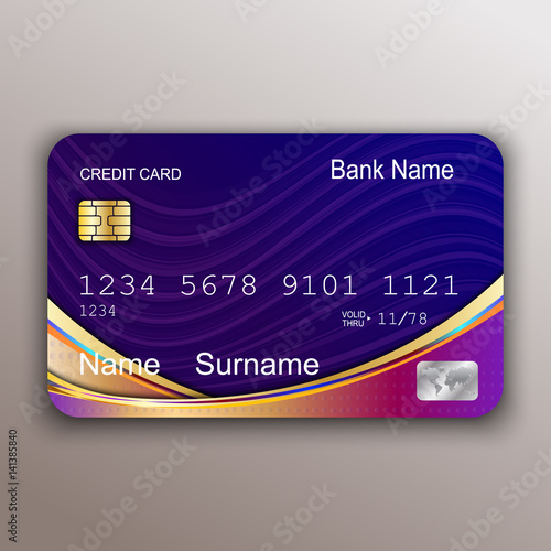 Realistic vector credit card. Money, payment symbol