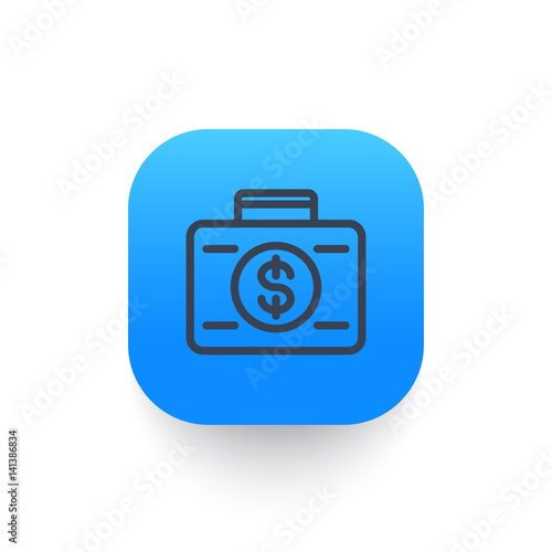 investing icon, banking, loan, investor, suitcase with money linear pictogram