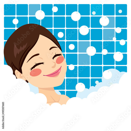 Bathing woman relaxing in b...