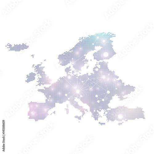 Dotted Europe Map. Geometric graphic background communication. Big data complex with compounds. Digital data visualization. Minimalistic chaotic design, vector illustration.