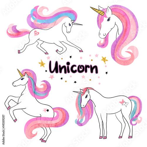 Beautiful watercolor unicor...