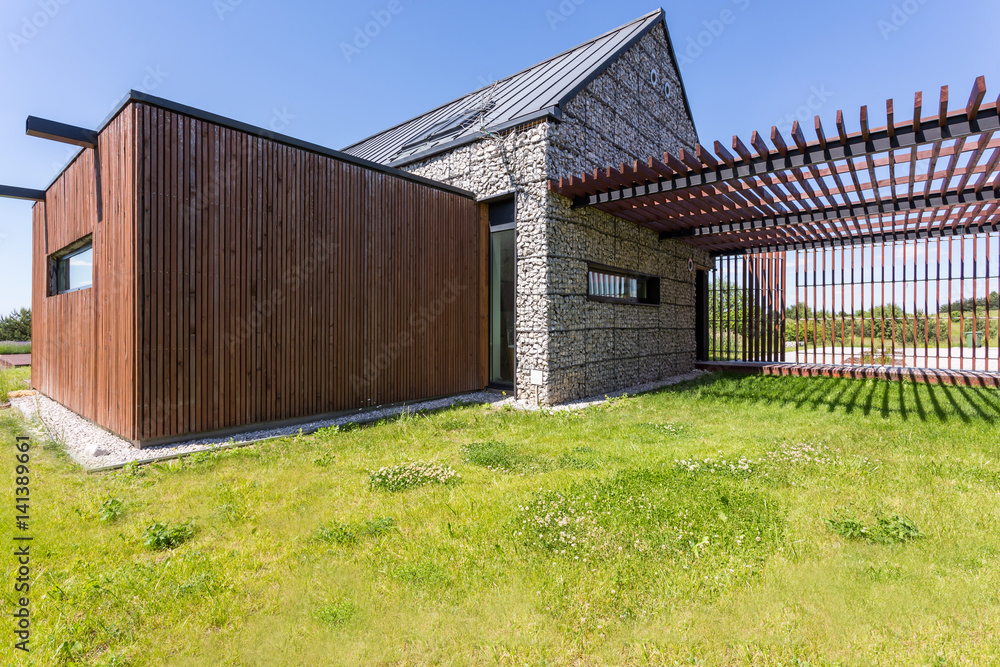 Scandinavian house with pebbled elevation