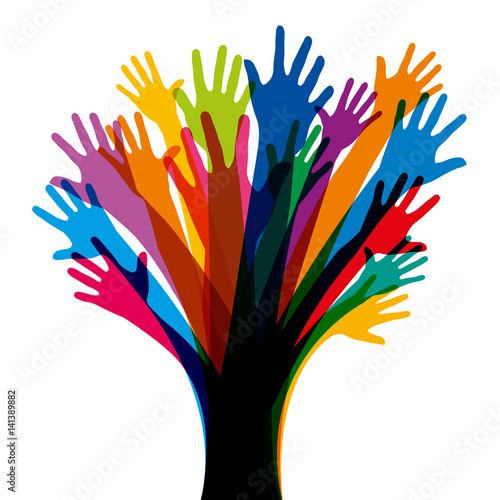 Mains - Arbre - équipe - ensemble - union - travail d'équipe