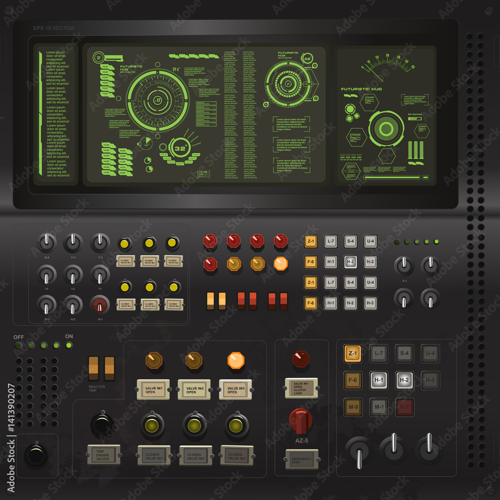 User interface creative template in the style of science fiction old computer