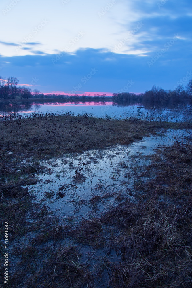 Obraz premium Plain overflooded by river in Hungary