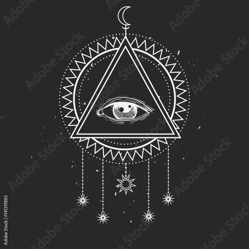 All seeing eye symbol and sacred geometry