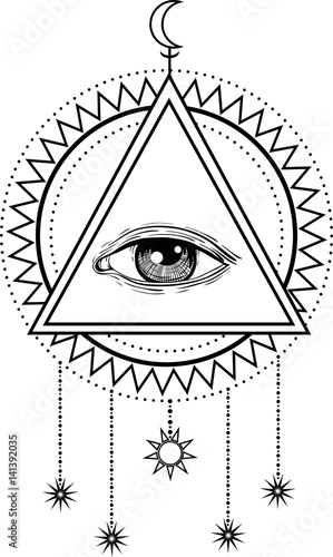 All seeing eye symbol and sacred geometry