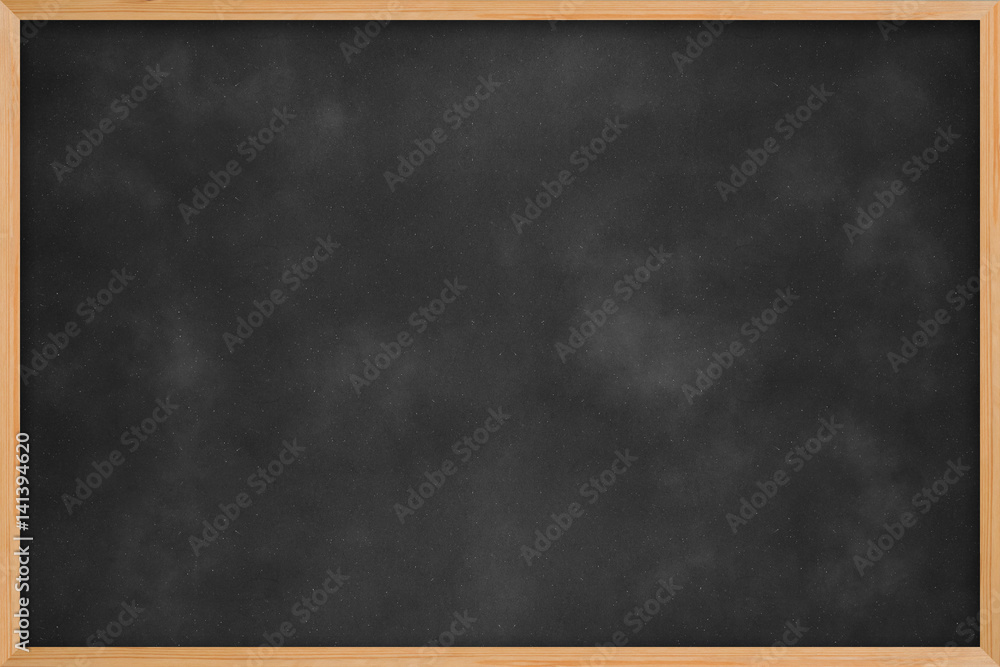 Chalkboard blackboard with frame. Black chalk board texture empty blank  with chalk traces and wooden frame square. Concept business, drawing,  ideas, education, art. Stock Photo