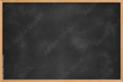 Chalkboard blackboard with frame. Black chalk board texture empty blank with chalk traces and wooden frame square. Concept business, drawing, ideas, education, art.