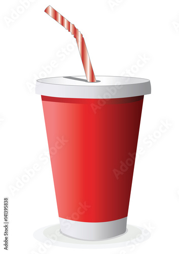 Disposable cup with drinking straw