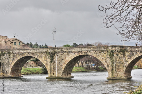 Pont sur le fleuve Aude, Ville de Limoux dans l' Aude , Occitanie dans le sud de la France 