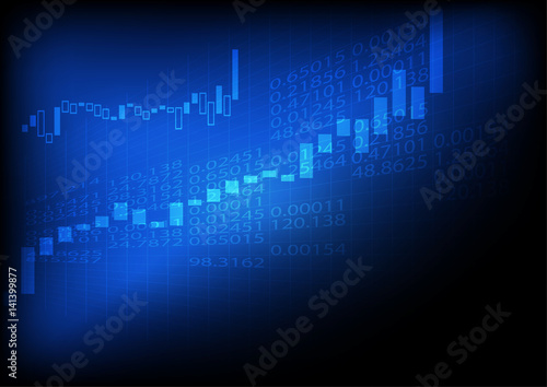 Vector : Increasing business graph on blue background
