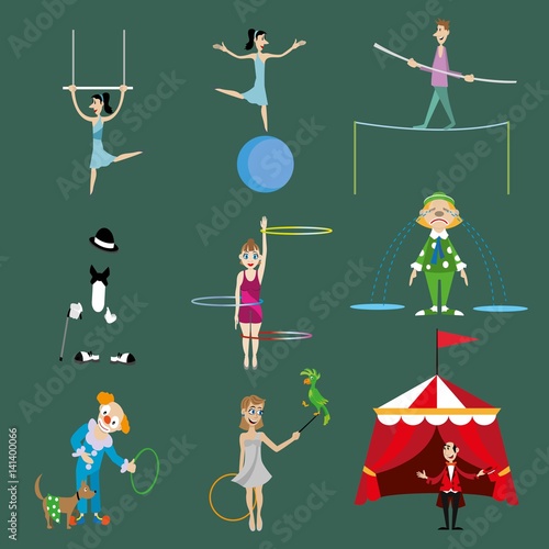 set of vector characters of circus performers. Illustration