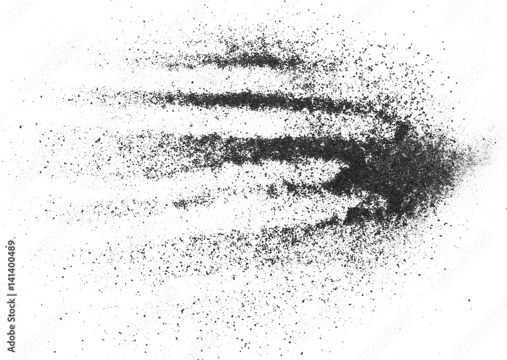 Fototapeta premium Czarny proszek węglowy, na białym tle