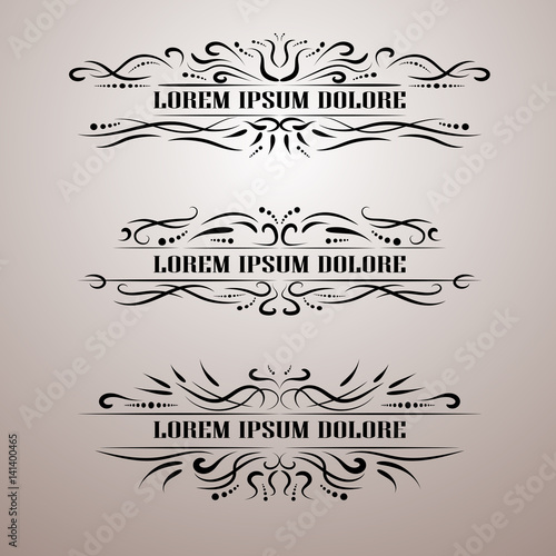 Vintage decor elements vector set. Wicker lines calligraphic elegant ornament. Restaurant Menu, Quotes, Greeting cards, Certificate and other.