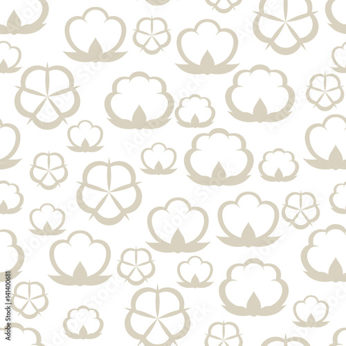 Seamless pattern with cotton bolls. Stylized illustration