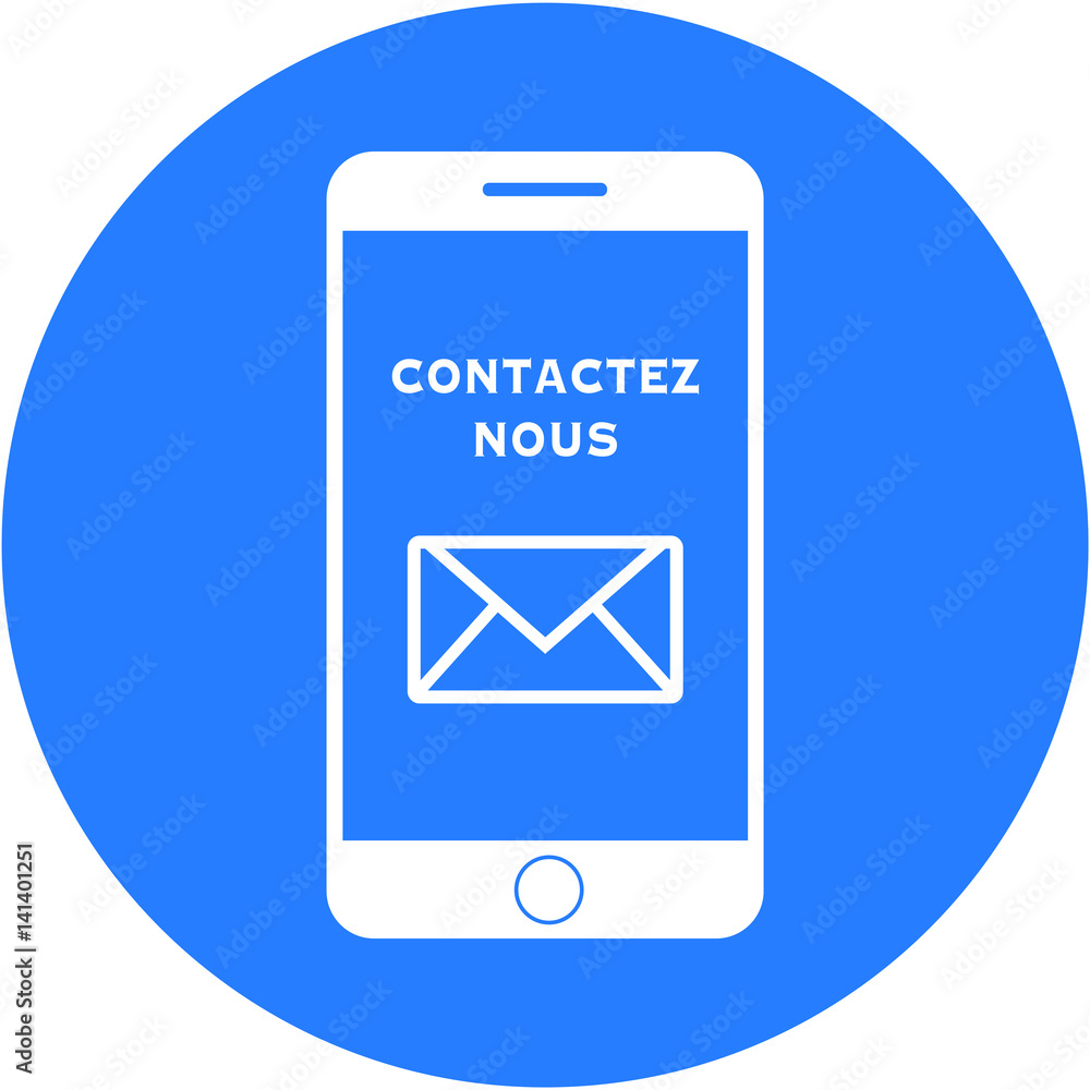 Blue contact us design in a flat round button Blue contact us design in a flat round button