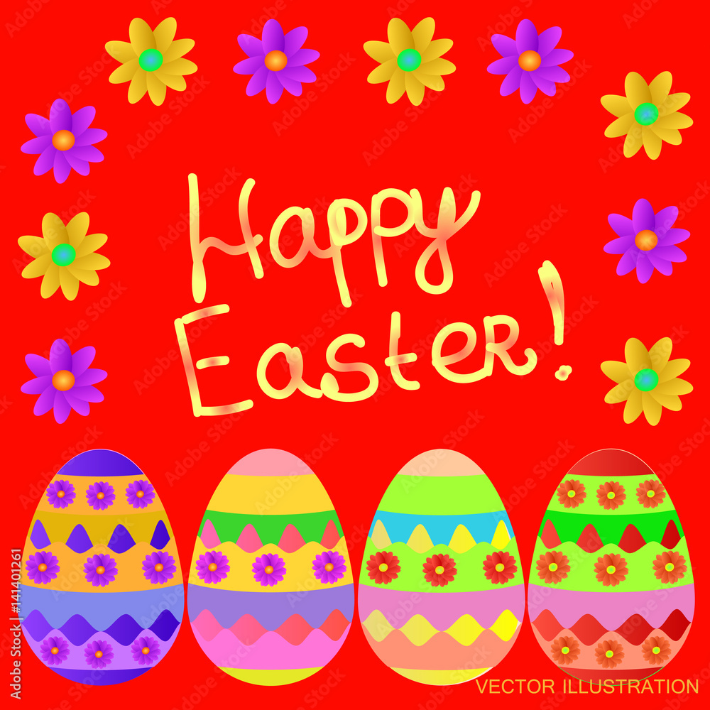 Background happy easter day with eggs. Vector illustration.