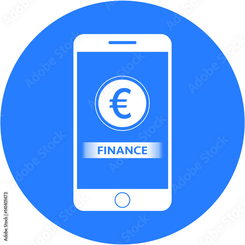 Blue finance and euro sign design in a flat round button